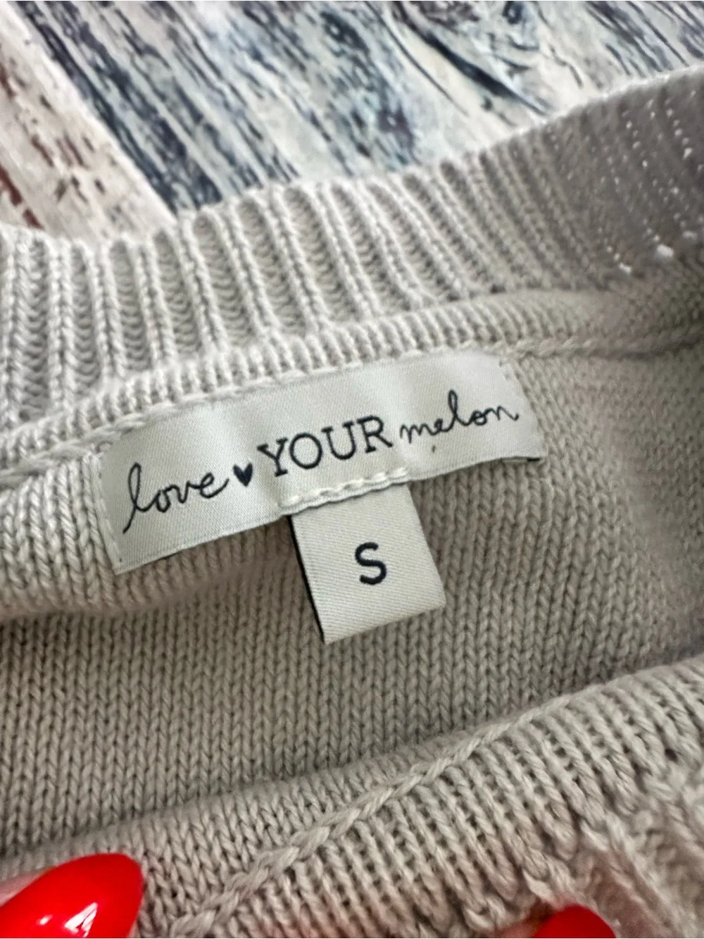 Love Your Melon Light Gray Logo Knit Sweater - Picture 6 of 9